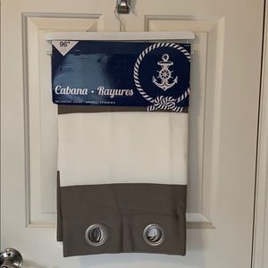 4 sets of 2 Grey & White Curtains. $25 each set